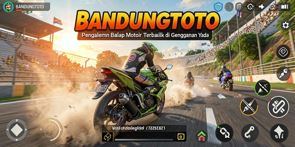 Tampilan gameplay seru dari BANDUNGTOTO saat balapan motor.