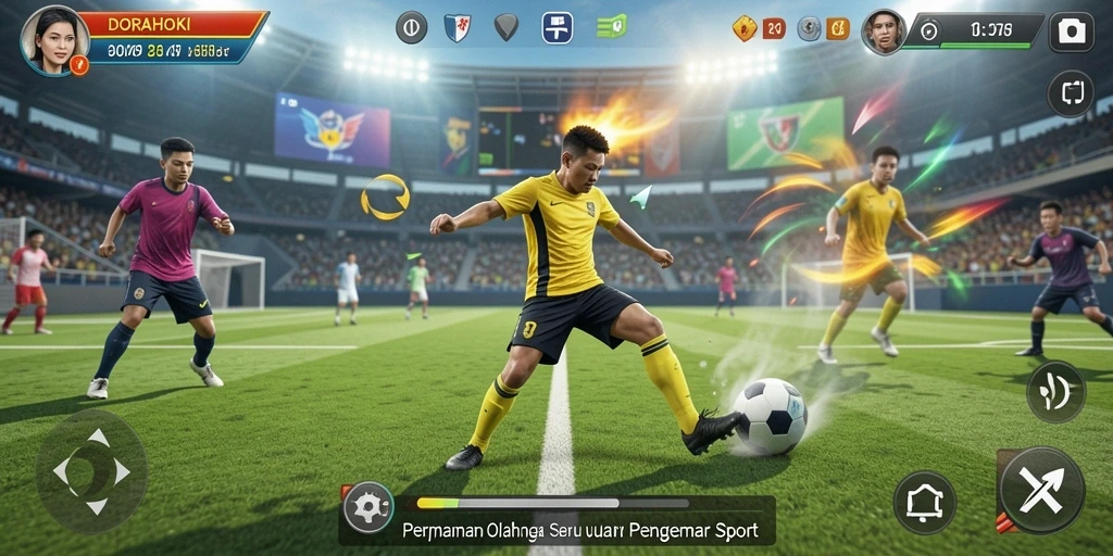 Tangkapan layar utama DORAHOKI menampilkan aksi seru dalam olahraga.