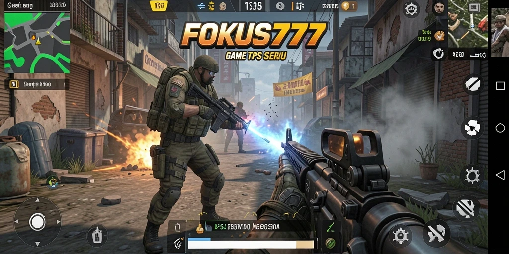 Tampilan gameplay seru dari FOKUS777 dalam mode TPS.