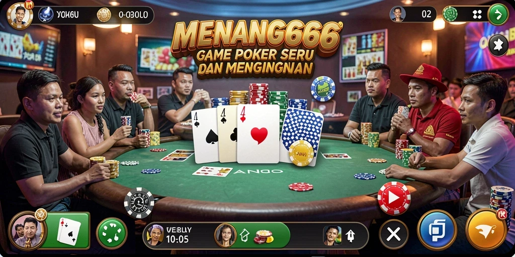 Tampilan game Poker yang mendebarkan di MENANG666.