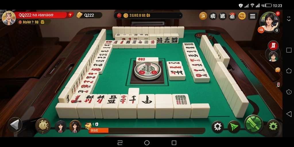 Gambar tampilan gameplay QQ222 yang menampilkan aksi Mahjong seru.
