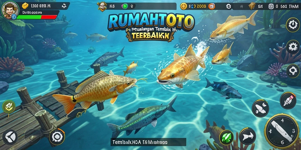 Tampilan screenshot RUMAHTOTO dengan gameplay Tembak Ikan yang seru.