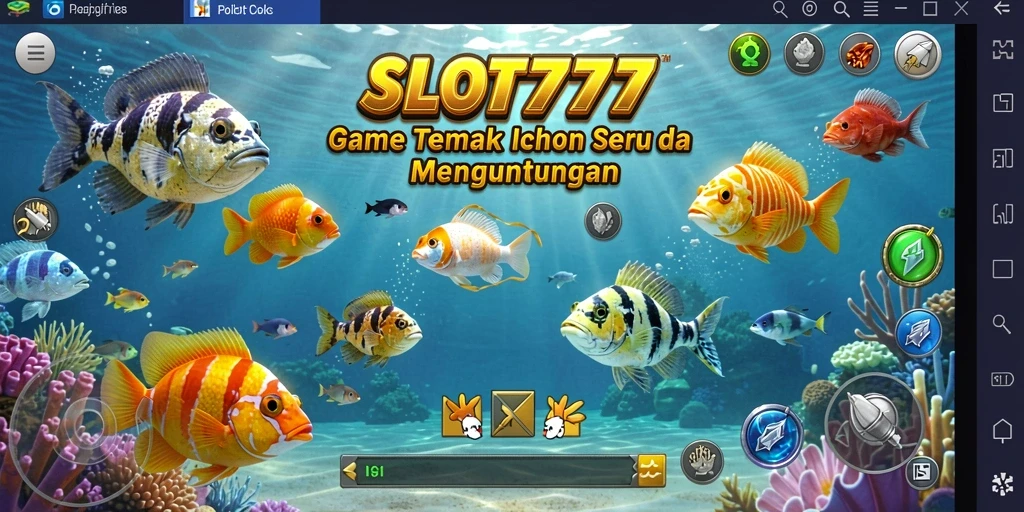 Tampilan utama gameplay SLOT777 menampilkan aksi menembak ikan yang seru.