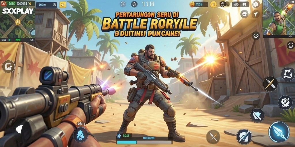 Tangkapan layar gameplay SXXPLAY di arena Battle Royale.