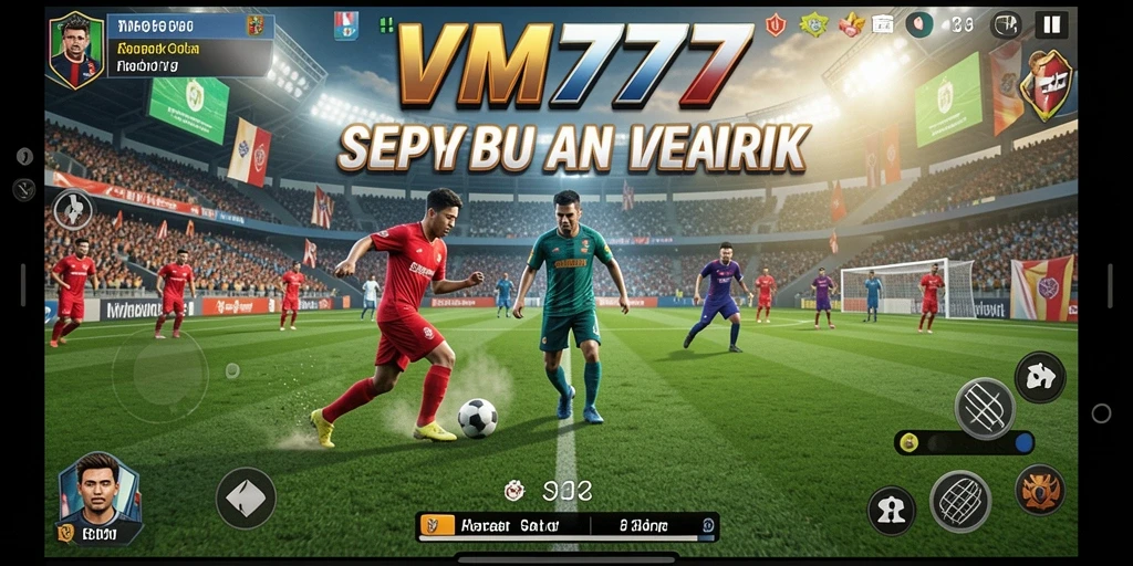 Gambaran gameplay VM777 yang menampilkan aksi sepak bola seru.